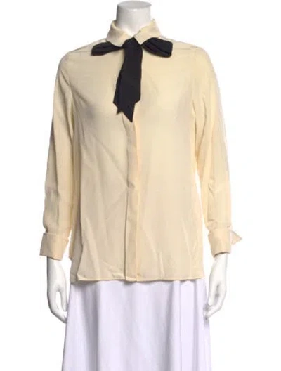 Pre-owned Sportmax Silk Long Sleeve Blouse In Neutrals