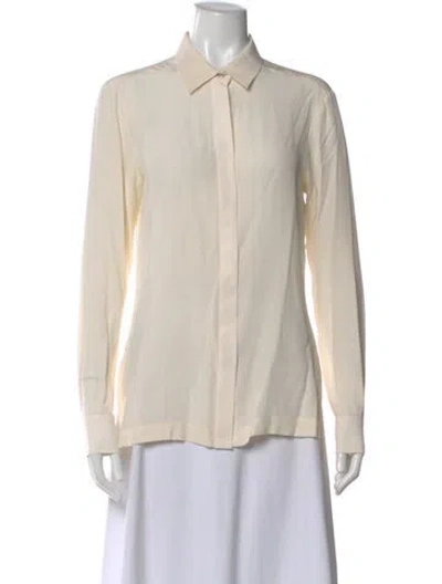 Pre-owned Sportmax Silk Long Sleeve Button-up Top In Neutral