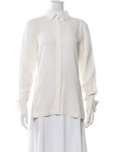 Pre-owned Sportmax Silk Long Sleeve Top In Neutral