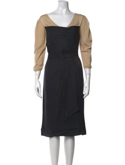 Pre-owned Sportmax Silk Midi Length Dress In Black