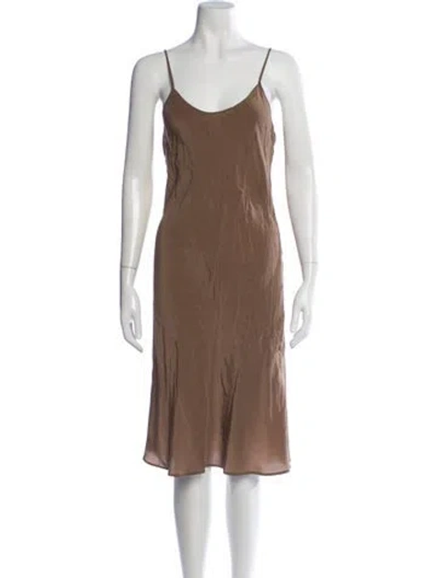 Pre-owned Sportmax Silk Midi Length Dress In Brown