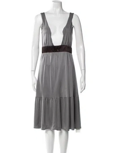 Pre-owned Sportmax Silk Midi Length Dress In Gray