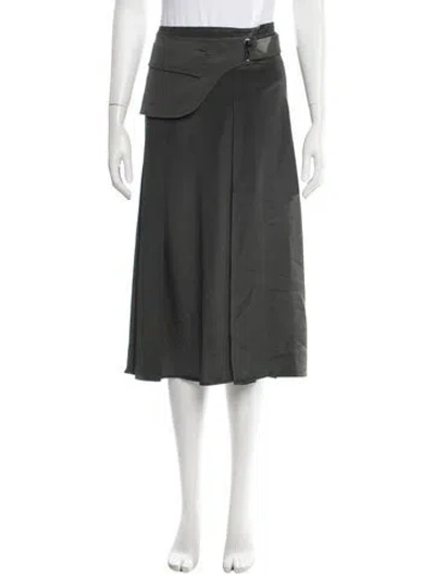 Pre-owned Sportmax Silk Midi Length Skirt In Green