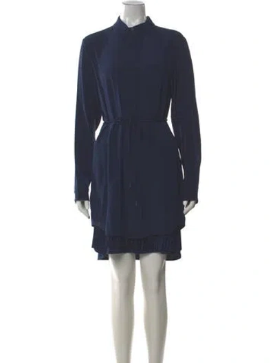 Pre-owned Sportmax Silk Mini Dress In Blue