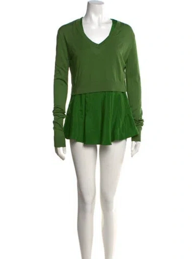 Pre-owned Sportmax Silk Mini Dress In Green