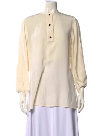 Pre-owned Sportmax Silk Mock Neck Polo In Neutral