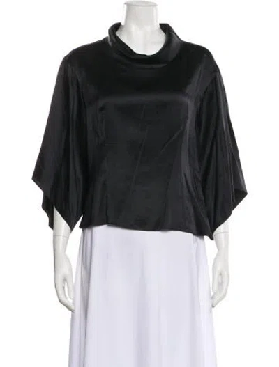 Pre-owned Sportmax Silk Mock Neck Top In Black
