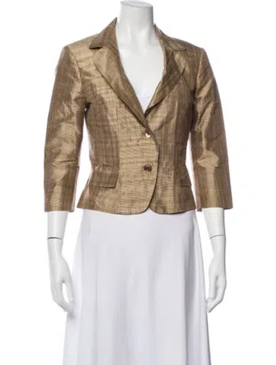 Pre-owned Sportmax Silk Plaid Print Blazer In Neutral