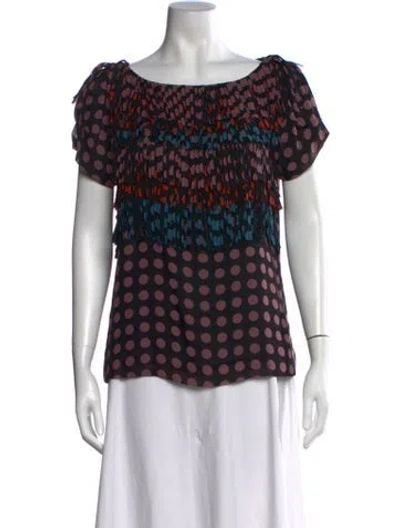 Pre-owned Sportmax Silk Polka Dot Print Top In Multicolor