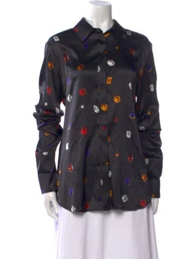 Pre-owned Sportmax Silk Printed Button-up Top W/ Tags In Multi