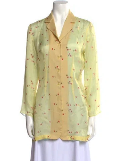 Pre-owned Sportmax Silk Printed Button-up Top In Yellow