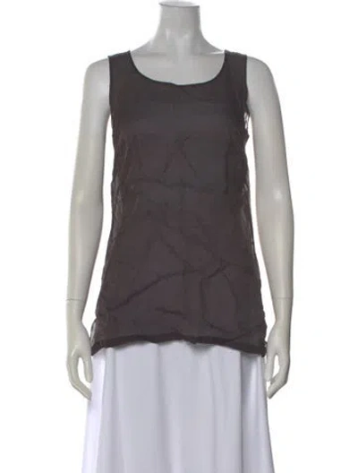 Pre-owned Sportmax Silk Scoop Neck Top In Gray