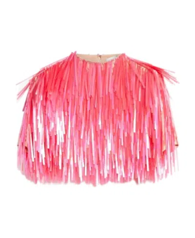 Sportmax Embellished Stretch Nylon Petalo Top In Pink