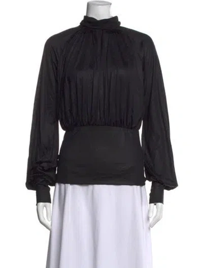 Pre-owned Sportmax Silk Turtleneck Top In Black