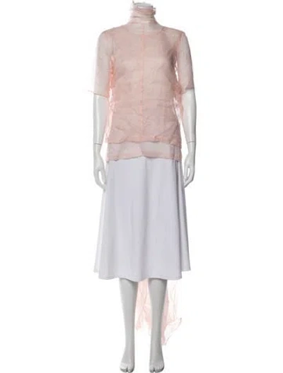 Pre-owned Sportmax Silk Turtleneck Top W/ Tags In Pink