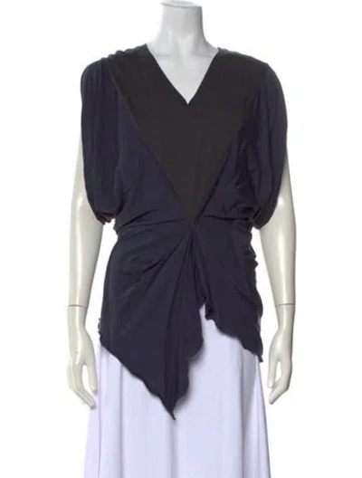 Pre-owned Sportmax Silk V-neck Sweater In Gray