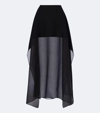 Sportmax Silk-trimmed Knitted Maxi Skirt In Black