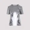 Sportmax Fitted Grey T-shirt With Hexagonal Sequin Detailing In Silver