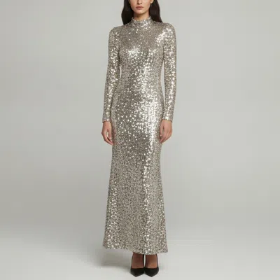 Pre-owned Sportmax Silver Sequinned Open Back Maxi Dress S In Metallic