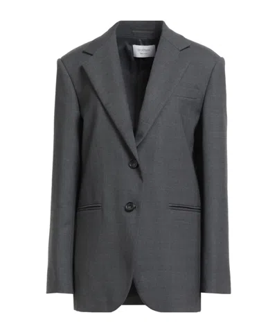 Sportmax Single Breasted Blazers In Gray