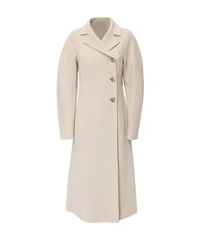 Sportmax Single-breasted Lapel Coat In Nude