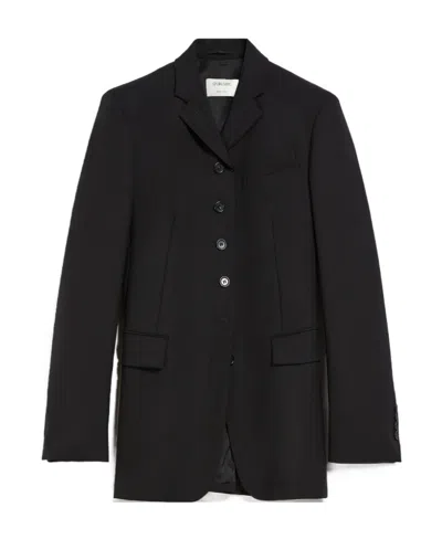 Sportmax Single-breasted Wool Suit Jacket In Black