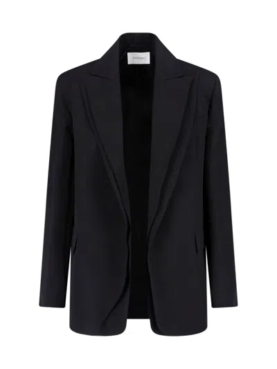 Sportmax Single-breasted Double Collar Blazer In Black