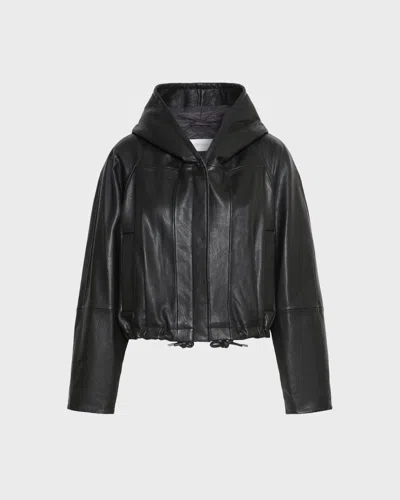 Sportmax Skinnjakke Leather Bomber Hood In Black