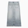 Sportmax Long Denim Skirt Inside Out In Blue