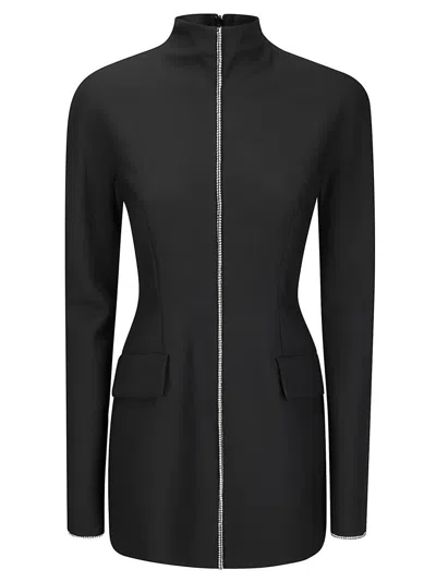Sportmax Sleek Slim Fit Top With Sparkling Embellishments And High Collar In Black