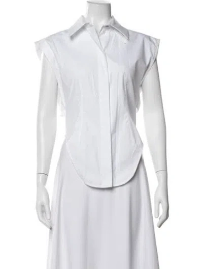 Pre-owned Sportmax Sleeveless Button-up Top In White