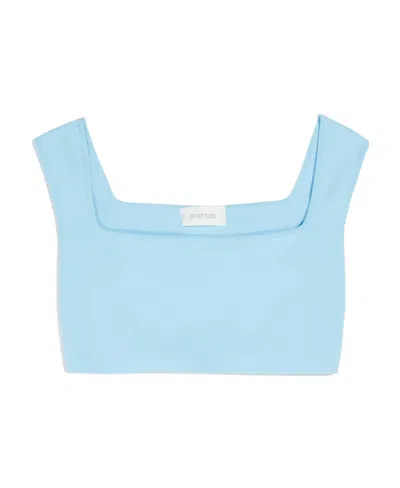 Sportmax Sleeveless Cotton Cropped Top In Blue
