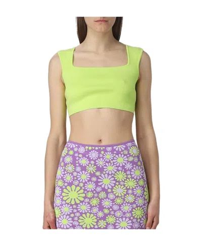 Sportmax Sleeveless Cotton Cropped Top In Green