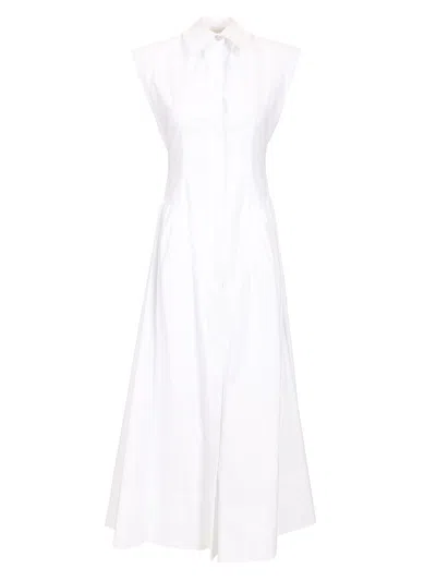 Sportmax Sleeveless Cotton Dress Dresses White