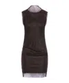 Sportmax Fitted Mini Dress With Textured Mesh Overlay In Black