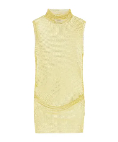 Sportmax Sleeveless Dress With Rhinestones In Yellow