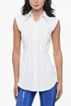 Sportmax Sleeveless Goloso Shirt With Raw-cut Details In White
