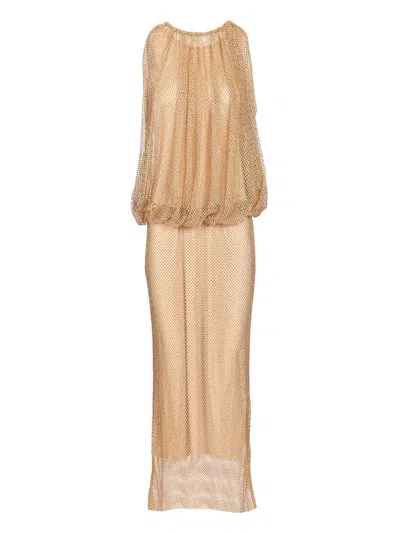 Sportmax Sleeveless Jersey Dress With Crystals Dresses Beige In Multi