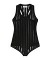 Sportmax Edam Sheer Striped Bodysuit In Black