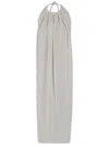 Sportmax Sleeveless Long Viscose Dress With Gathered Neckline And Open Back In White