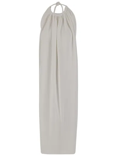 SPORTMAX SPORTMAX SLEEVELESS LONG VISCOSE DRESS WITH GATHERED NECKLINE AND OPEN BACK