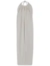 Sportmax Sleeveless Long Viscose Dress With Gathered Neckline And Open Back In White