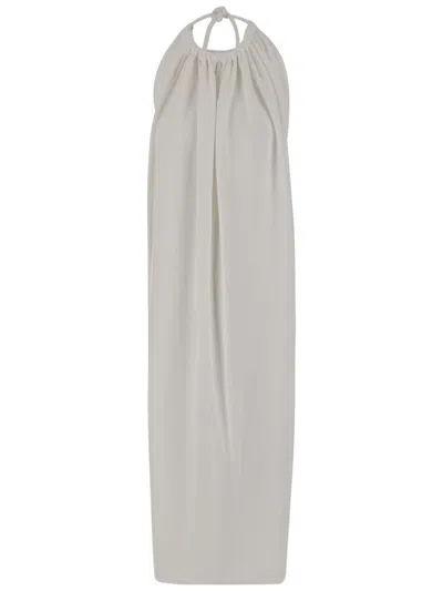 SPORTMAX SLEEVELESS LONG VISCOSE DRESS WITH GATHERED NECKLINE AND OPEN BACK
