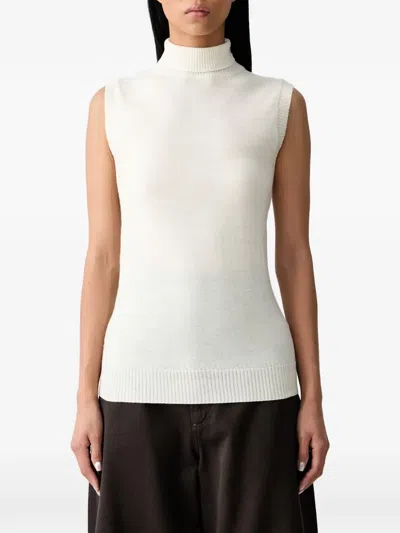 Sportmax Sleeveless Roll-neck Sweater In White