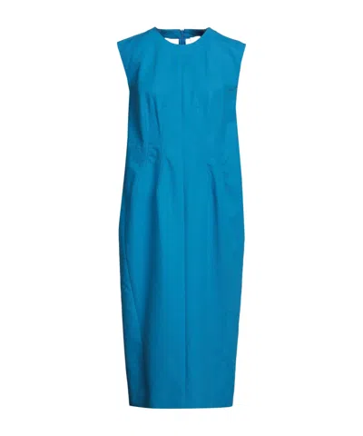 Sportmax Woman Midi Dress Azure Size 6 Cotton In Blue