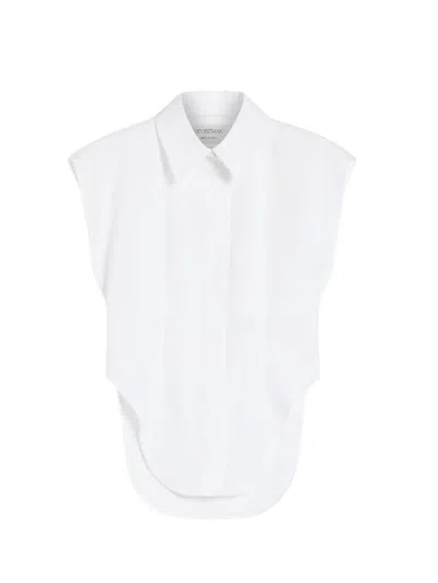 Sportmax Sleeveless Shirt In Pure Cotton In White