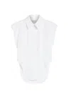 Sportmax Sleeveless Shirt In Pure Cotton In White