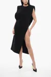 Sportmax Sleeveless Slit Dress With Padded Shoulders In Black