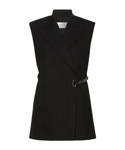 Sportmax Sleeveless Stretch Viscose Blazer In Black