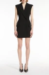Sportmax Sleeveless Stretch Wool Blazer Minidress In Black